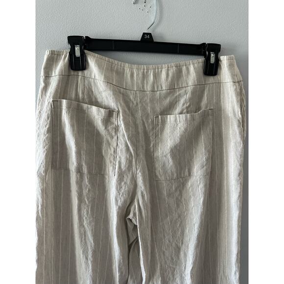 Chicos Pants Woman’s US 6 Chicos 0.5 Striped Linen Pull On Lightweight Neutral - Picture 5 of 8